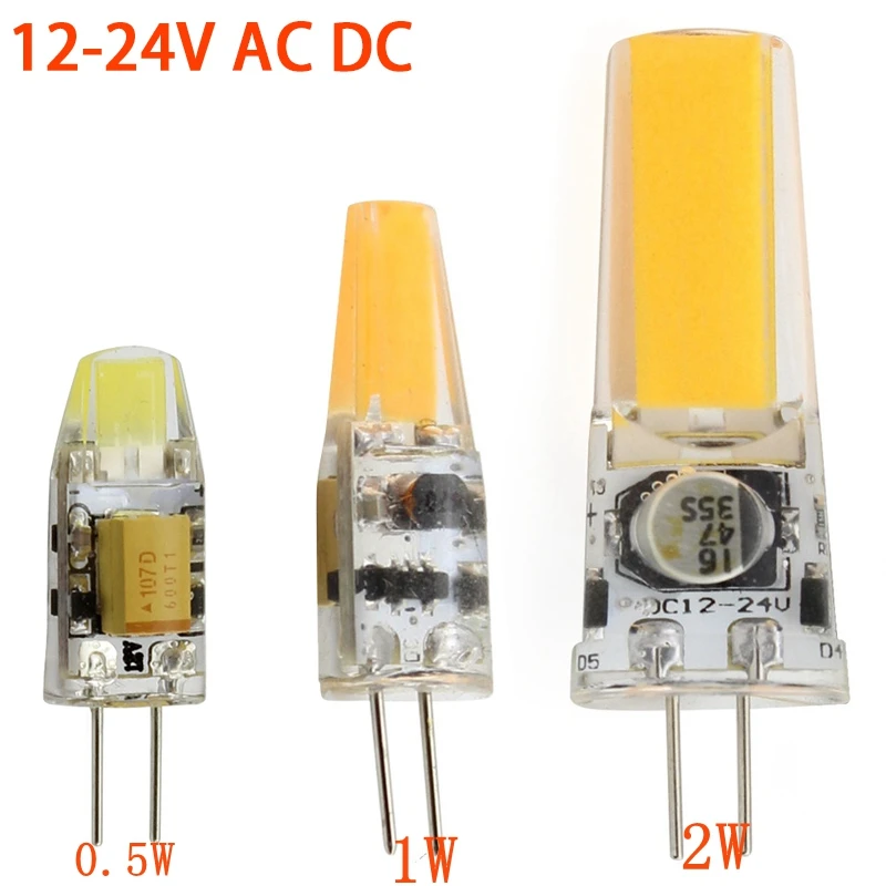 

G4 LED Lamp Bulb AC/DC 12V 24V COB Silicone LED Lampada 0.5W 1W 2W LED Spotlight Crystal Chandelier Light White Warm White 1PC
