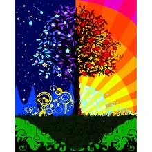Бескаркасных Абстрактная живопись дерево Diy цифровой живописи по номерам Современные Wall Art Холст живописи для украшения дома 40x50 см