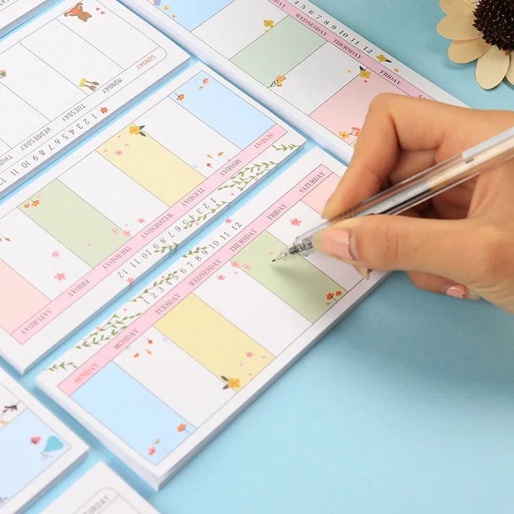 

1pcs Cute New Creative One Week Plan Expression Novelty Self Adhesive Memo Pad Sticky Note Memo Post Note Gift Stationery