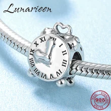 Горячая Распродажа, 925 пробы, серебряный, милый будильник, очаровательные бусины, подходят к оригинальному браслету Pandora, изготовление ювелирных изделий