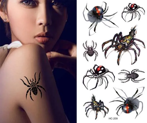 Waterproof Tattoo Sticker 3D Spider Tattoo Sticker Men 's Water Transfer Water Sticker 209 Waterproof Tattoo Sticker 3D Spider Tattoo Sticker Men 's Water Transfer Water Sticker 209