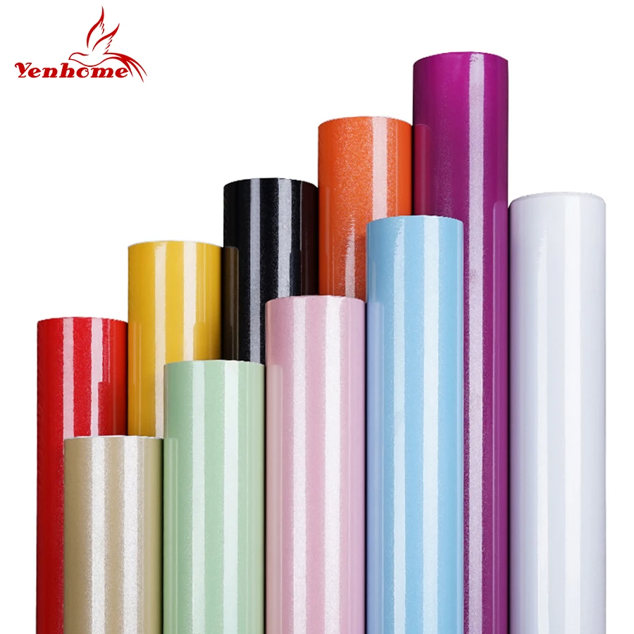 Self Adhesive Shiny Wallpaper for Wardrobe Oil-proof Waterproof Kitchen Cabinet Renovate Wall Sticker Home Decor Removable Decal
