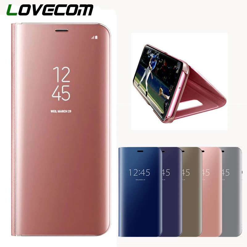 

LOVECOM Phone Case For Samsung Galaxy J3 J5 J7 2017 J330 J530 J730 EU Version Smart Clear View Mirror Flip PC Cases Cover Fundas