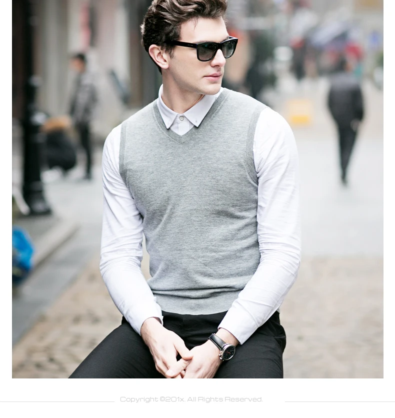 MACROSEA мужской Однотонный свитер с v-образным вырезом, жилет из чистой шерсти, высокое качество, Мужская официальная одежда, мужской деловой пуловер, свитер