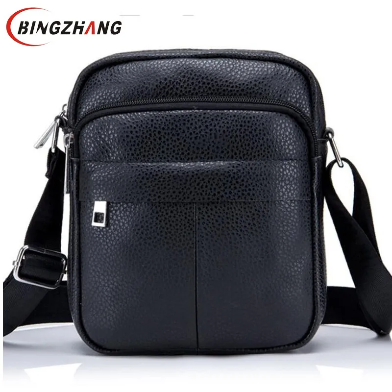 

2019 Fashion Genuine Leather Shoulder bags men business Crossbody Bags mini Brand casual Male messenger Bag L8-33