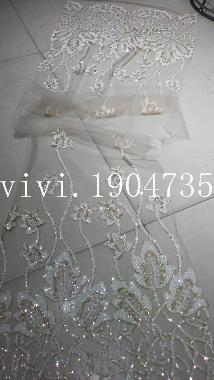 

5yards HL151 white no.9 gold glued hand print glitter tulle mesh fabric for wedding dress/evening dress