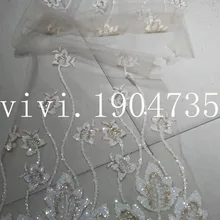 5 ярдов hl151 Белый № 9 Золотой наклеенного ручной печати Блеск Тюль ажурная ткань для торжественное платье/вечернее платье