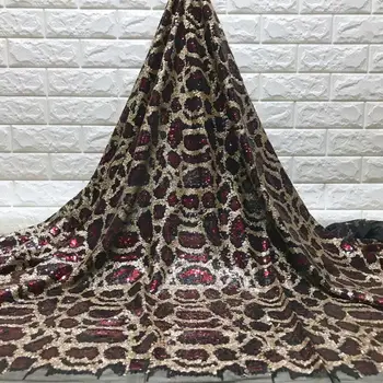 

2019 High Quality African Lace Fabric Wine black French Net Embroidery Sequins Tulle Lace Fabric For Nigerian Party Dress 5yards