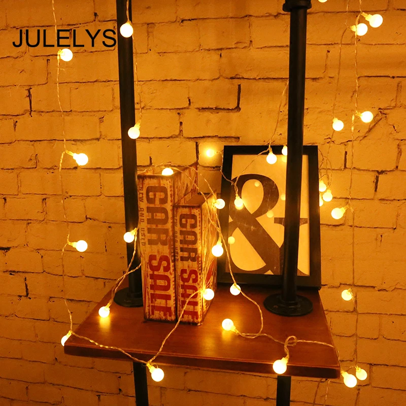 

JULELYS 10M 80 Bulbs Garland Battery Powered Decorative LED Lights Ball Christmas String Lights Decoration For Wedding Holiday