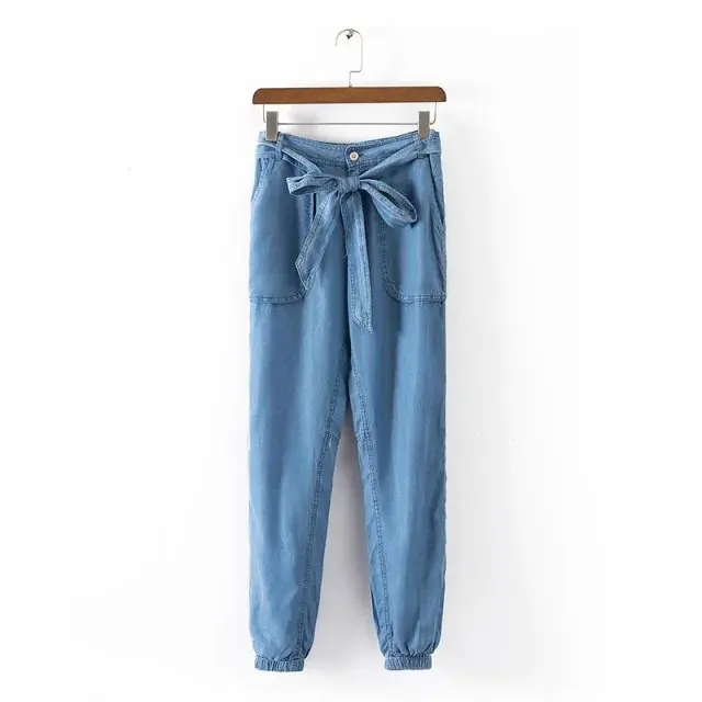 denim tie pants