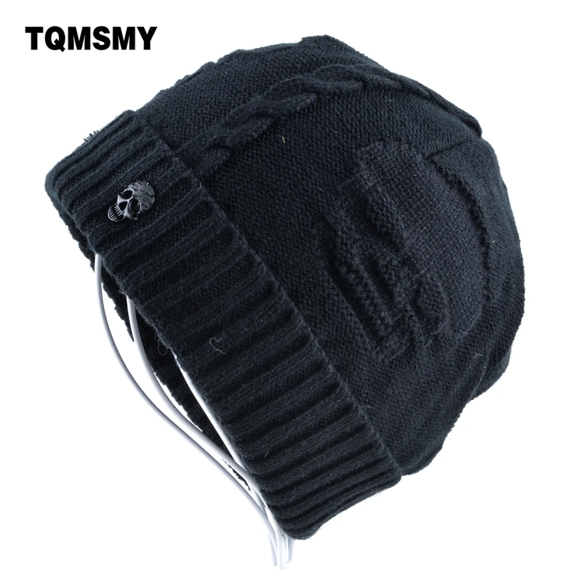 Super cool Skull pattern hats for men beanies Knitted wool plus velvet