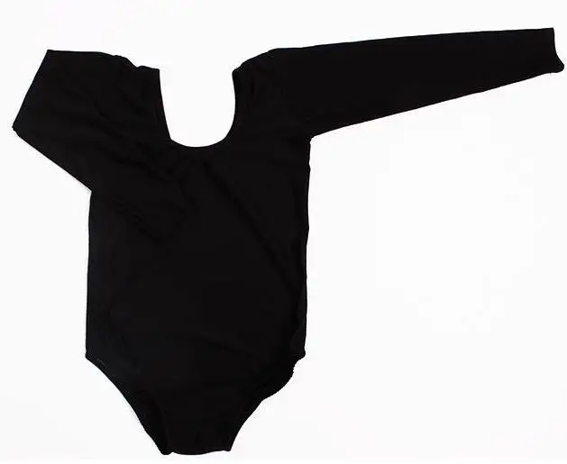 Black long sleeve Новинка г. детская одежда с длинными рукавами блестящие Гимнастика justaucorps танцевальные костюмы для Обувь для девочек Купальник Балетные костюмы - Цвет: Black long sleeve