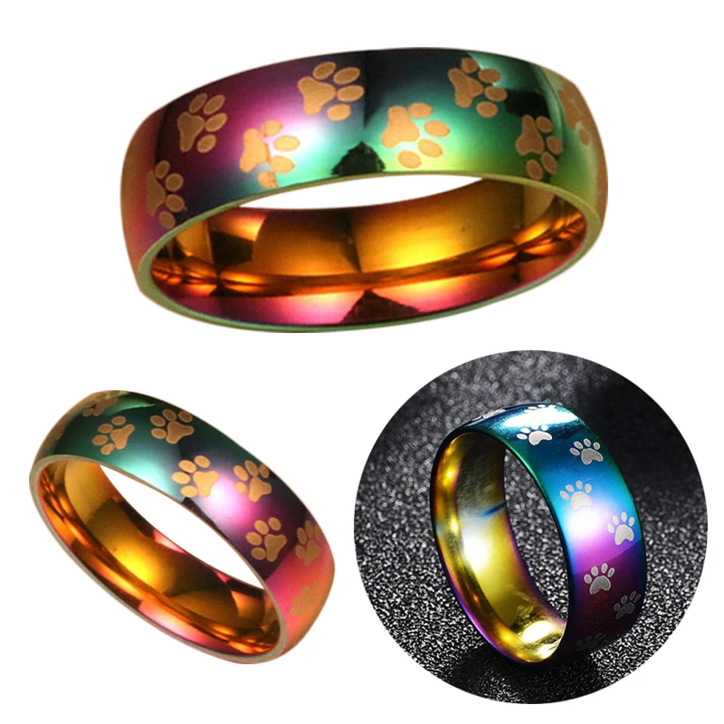 

Colour 1 Pcs Jewelry Rings Cat Paw Ring Dog Paw Animal Women Fashion Print