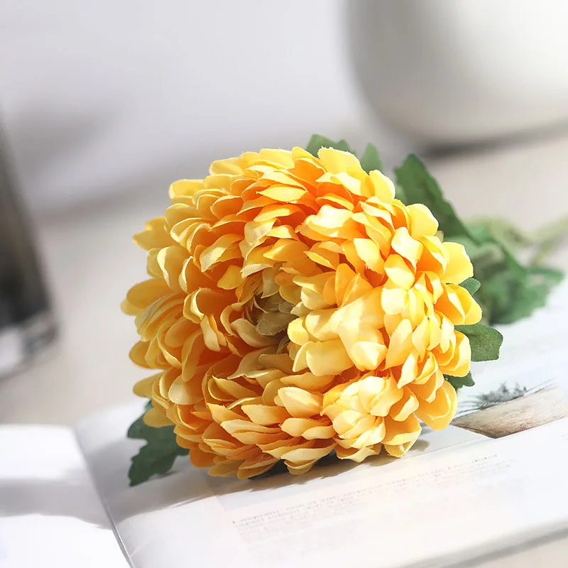 CHENCHENG 1 шт. 58 см шелк большой ананас искусственные хризантемы цветок поддельные цветы домашний декор стола подарок осеннее украшение - Цвет: Yellow