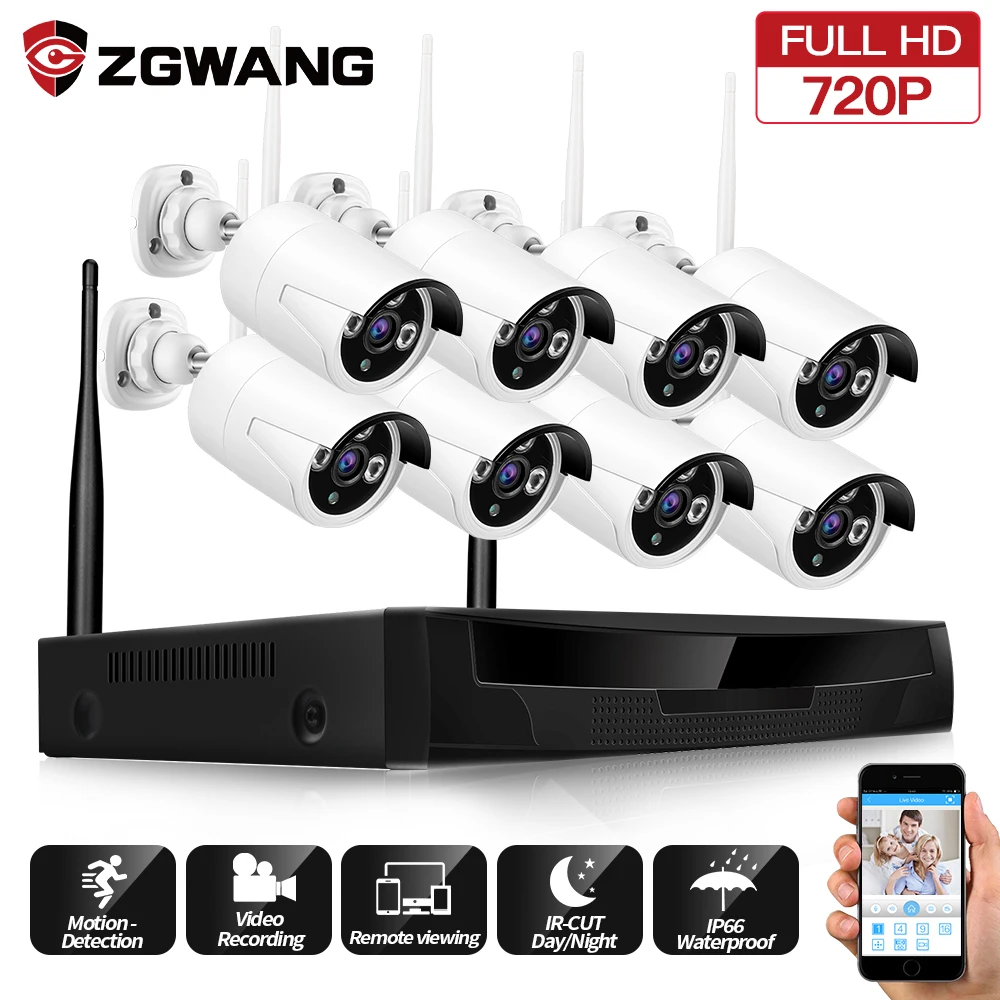 ZGWANG 720 P 8CH безопасности беспроводной камеры Наборы водостойкий открытый NVR IP wifi