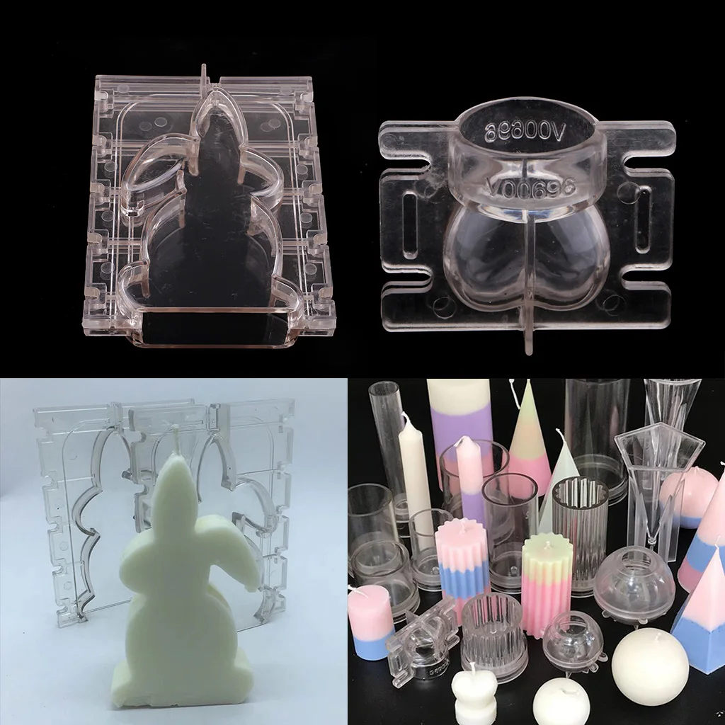 2pcs 3D Plastic Love Heart +Rabbit Mold For Candle Soap Making DIY Tools –Easter Holiday Present Supply