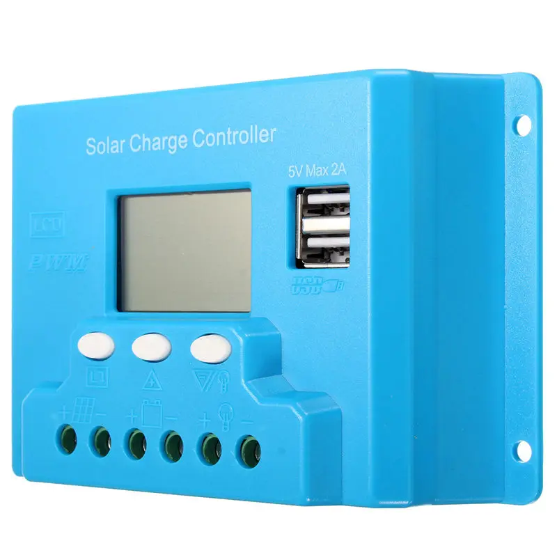 

10/20/30A Blue Solar Panel Battery Energy System Controller Double Dual Two USB Output Home Household Charger