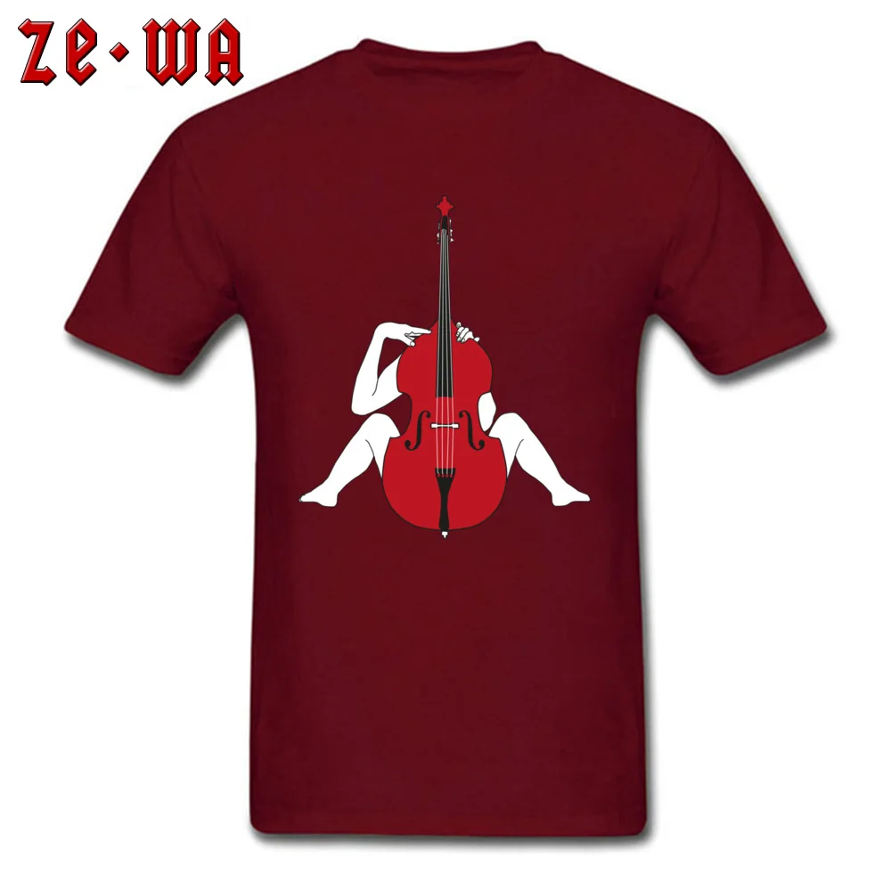 Double Bass Lover Brand New Cool Tops Shirt O Neck Lovers Day All Cotton Short Sleeve T-Shirt for Men Design Tee-Shirts Double Bass Lover maroon