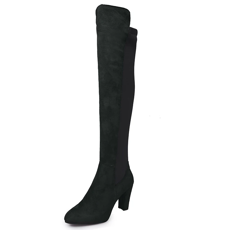 Большие размеры 35-43; женские сапоги до колена; модные сапоги до бедра на высоком каблуке; Повседневные Удобные вечерние женские зимние сапоги;# JTF888 - Цвет: black