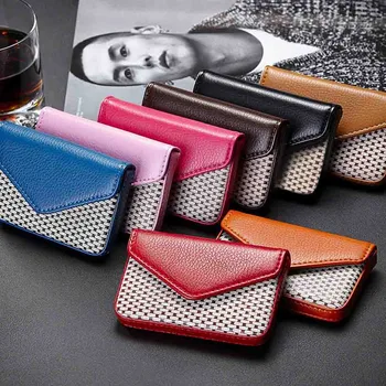 

New 2019 Business ID Credit Card Buckles Holder For Women Fashion Card Protect Case PU Leather Cover Case