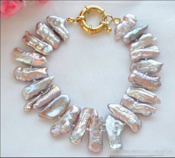 

Free shipping >>>>>>z5812 Lavender 8" 22mm Dens Biwa Freshwater Pearl Bracelet