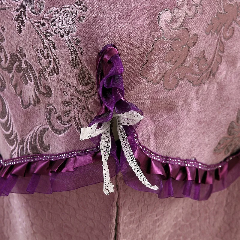 Цельный Индивидуальный размер синель Embroidey красота кровать юбка высшего класса красоты покрывало для гостиной 70*190 см с отверстием фиолетовый цвет
