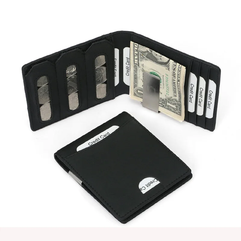 Новый RFID кошелек с зажимом для денег держатель из натуральной кожи передний
