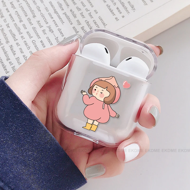 Розовая улыбка клубника Жесткий ПК Кристальный чехол для Airpods чехол s Прозрачный кактус чехол для наушников для Apple AirPods коробка для наушников