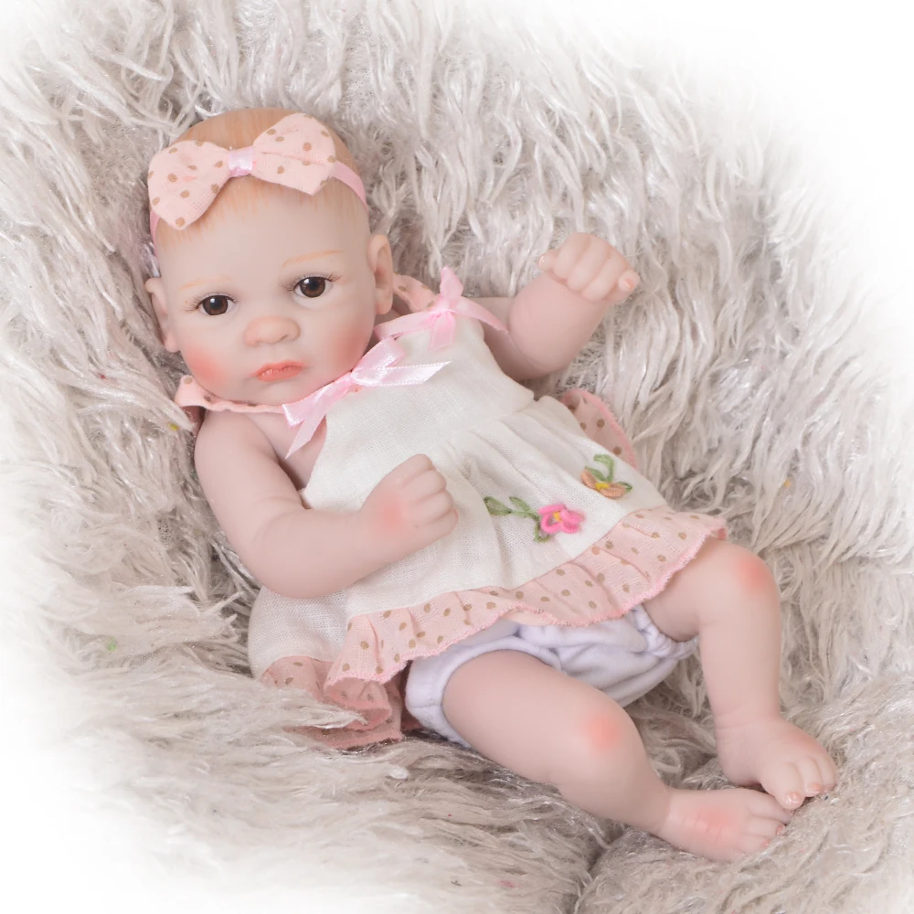 Милые 11 дюймовые мини куклы Reborn Babies полностью силиконовые виниловые для