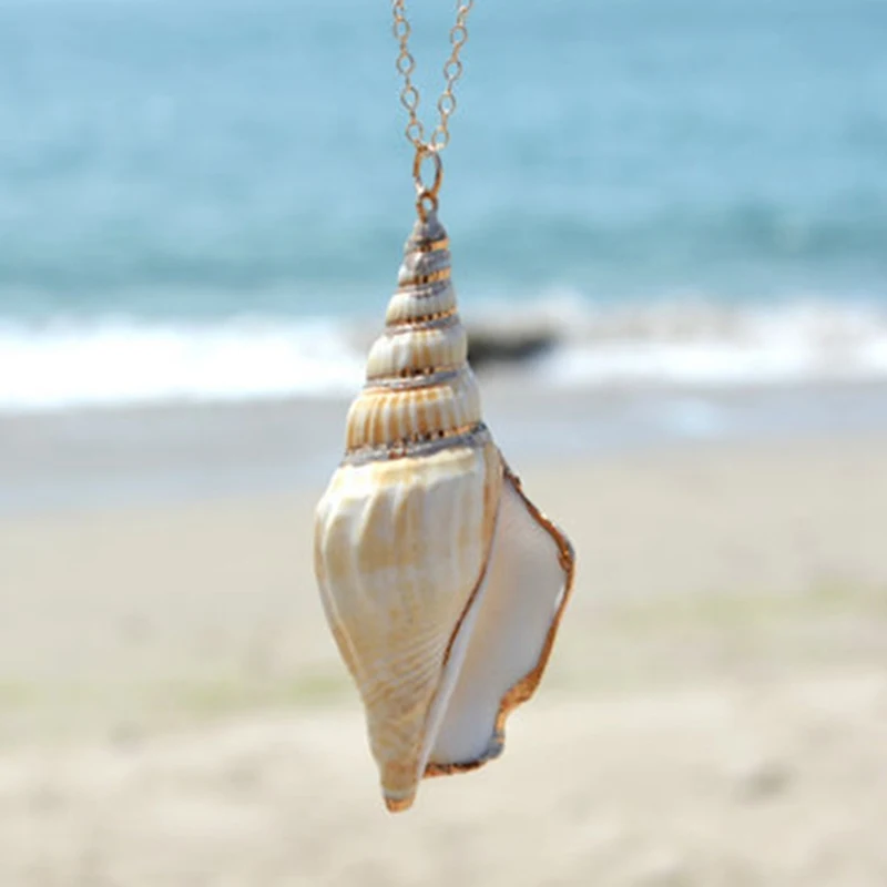 New Fashion Hawaii Style Beach Sea Ocean Winds Chain Necklace Conch Shell Pendant Collar For Women Gift Free Shipping | Украшения и