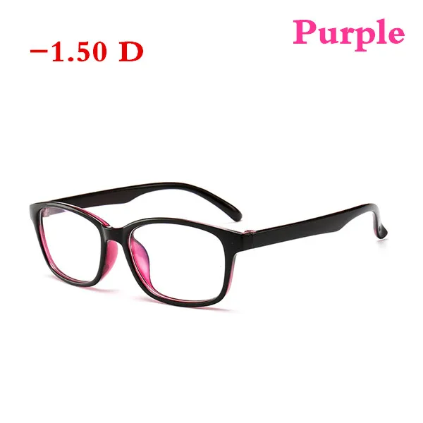 Фиолетовый, черный анти-синий компьютер Для мужчин Для женщин готовой близорукость линзы Близорукие Очки для молодых-1,0-1,25-1,5-1,75-2,0~-4,0 - Цвет оправы: Purple Myopia150