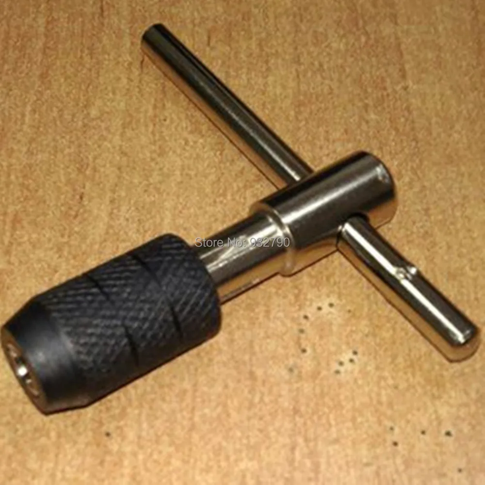 

T-Handle Reversible Tap Wrench Tapping Threading Tool Capacity M3-M6 1/8"-1/4" T-Handle Tap Wrench Chuck Adjustable Hand Tool