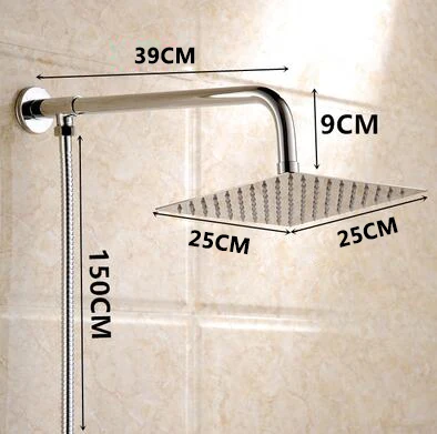 Настенный душ для ванной комнаты с квадратной душевой насадкой из нержавеющей стали с хромированной отделкой ELF17