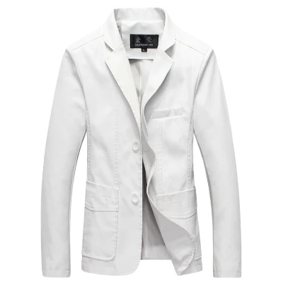 Весенне-осенний мужской блейзер, мотоциклетная куртка, мужской повседневный пиджак, мужские Куртки из искусственной кожи, ветрозащитные куртки - Цвет: White