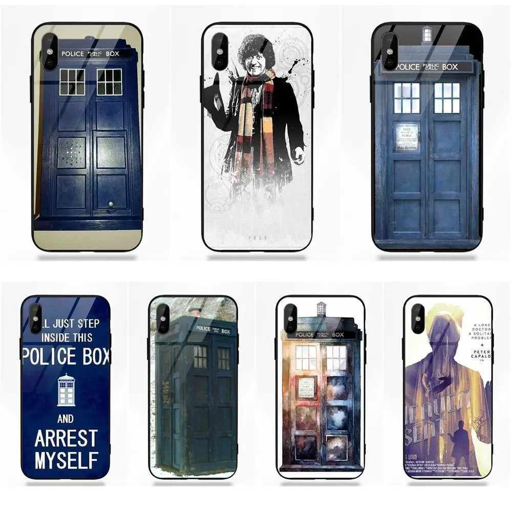 

Vvcqod Soft TPU Frame+Tempered Glass Fashion For Apple iPhone 5 5C 5S SE 6 6S 7 8 Plus X XS Max XR Doctor Who Police Box
