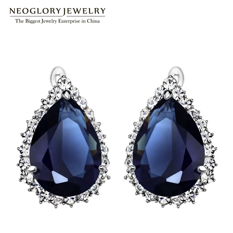Серьги подвески Neoglory в форме капли с цирконом и стразы для женщин Классические