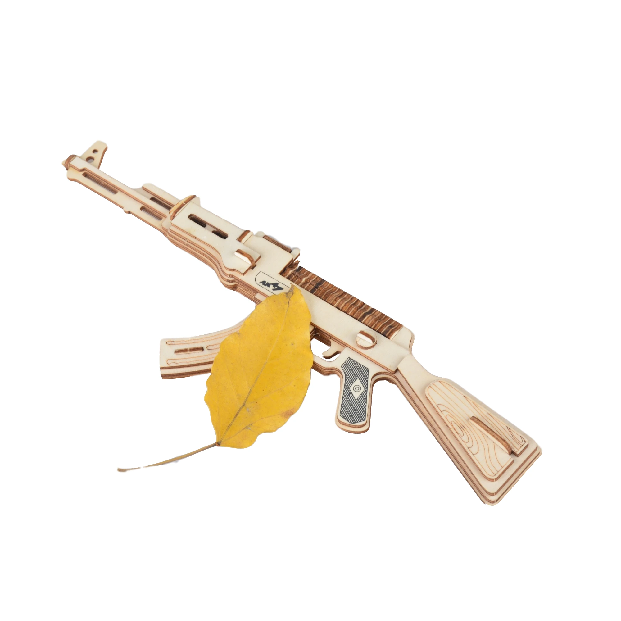 3D пазл деревянные игрушки лазерная резка пистолет AK47 сделай сам набор для сборки