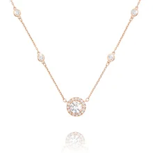 2019 women's necklace Trendy Rose Gold Zircon Charm Station necklace Ladies Adjustable length Chain Round Pendant Choker 2019 women's necklace Trendy Rose Gold Zircon Charm Station necklace Ladies Adjustable length Chain Round Pendant Choker