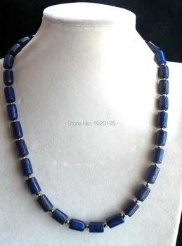 

wholesale blue lapis lazuli pillar 8*12mm necklace nature beads 18inch FPPj