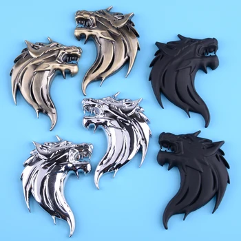 

DWCX Universal 3D Metal Wolf Pattern Car Sticker Motorcycle Side Head Decal Logo Decoration
