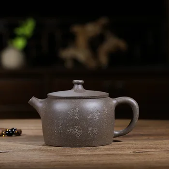 

Pottery Teapot Wholesale Raw Ore Grey Lime Section Mud Clock Pot Quality Goods Yixing Manual Teapot Kung Fu Tea Have Ball Hole