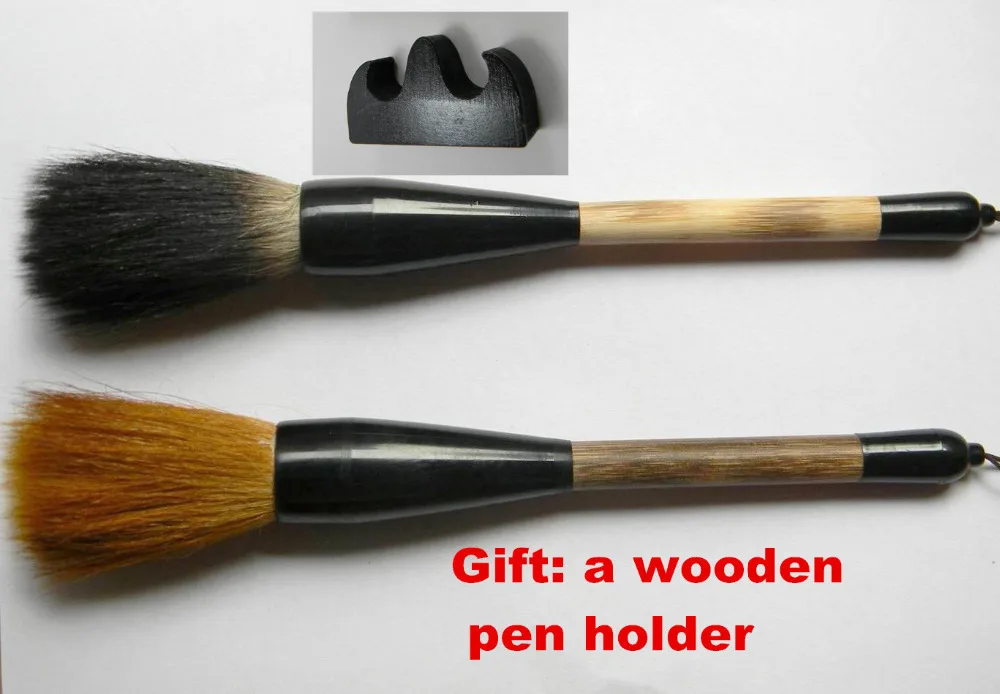2Pcs Large Regular Script Weasel Hair & Rabbit Hair Brush Pen Set + 1Penholderin Paint Brushes