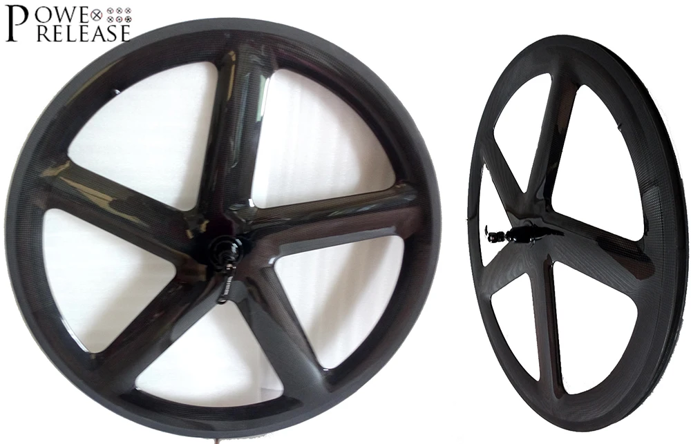 

Powerelease 700c 5 spoke bike wheels road tubular clincher carbon wheelset track fixed gear bicycle wheel TT cycling