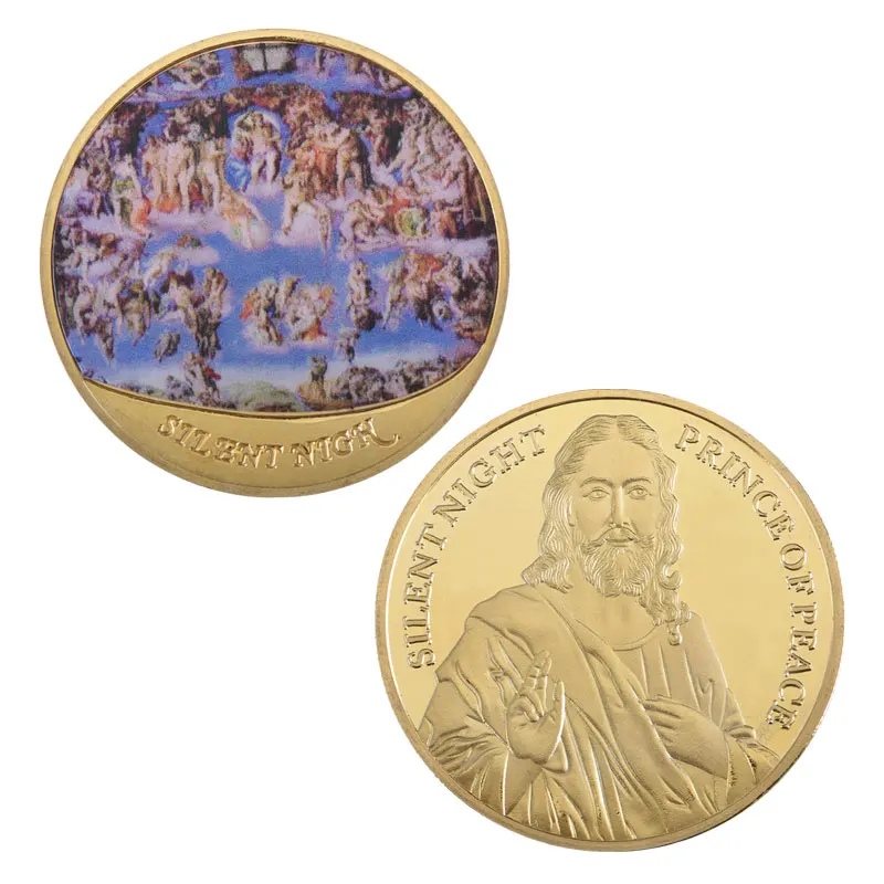WR Jesus Silent Night Prince of Peace позолоченные Коллекционные монеты евро для монет Россия Рождественский сувенир подарок - Цвет: coin 2