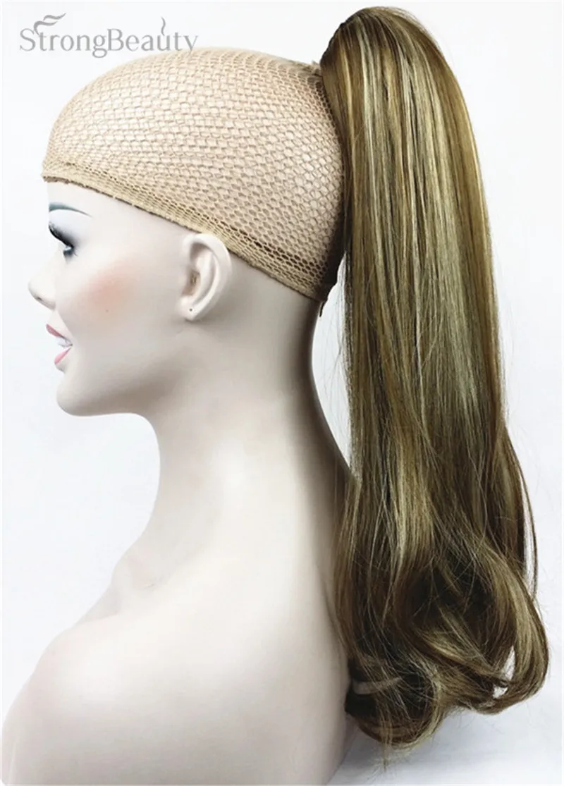 

StrongBeauty 45cm Synthetic Long Ponytail Clip In Pony Tail Hair Extension Clip On Hair Piece Straight Style 17 Color