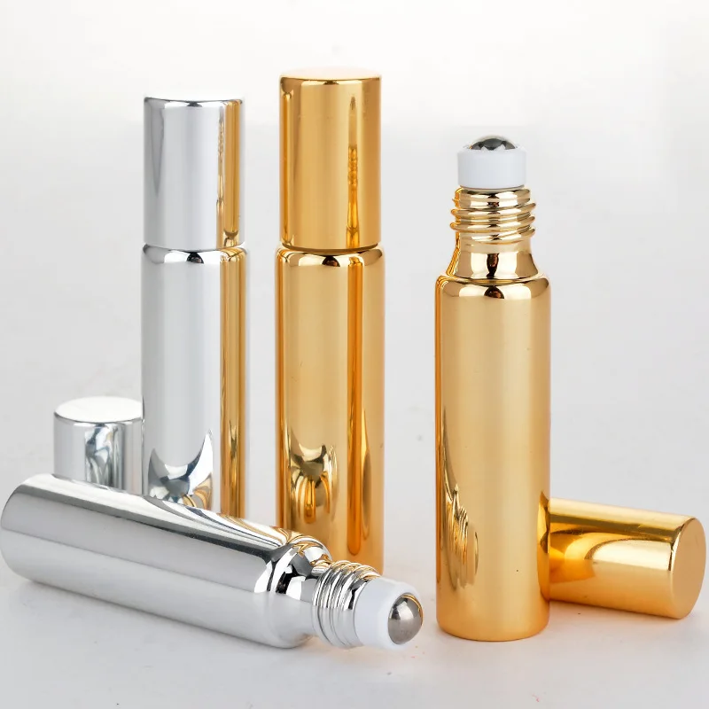 60 x 10ml 1/3oz Upscale Gold/Silver UV Coating Glass Roll on Bottles