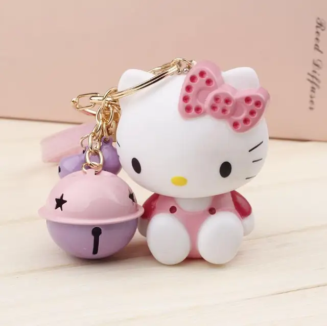 NEW DESIGN HELLO KITTY EXTREMELY CUTE KEYCHAIN WITH TINY BELLS KEYRING