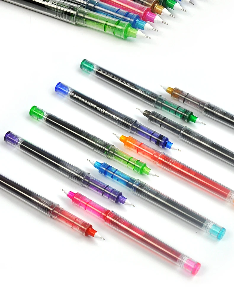 Free ink roller pen dye base ink 0.5mm needle tip 12pcs dozen box refillable writing penin