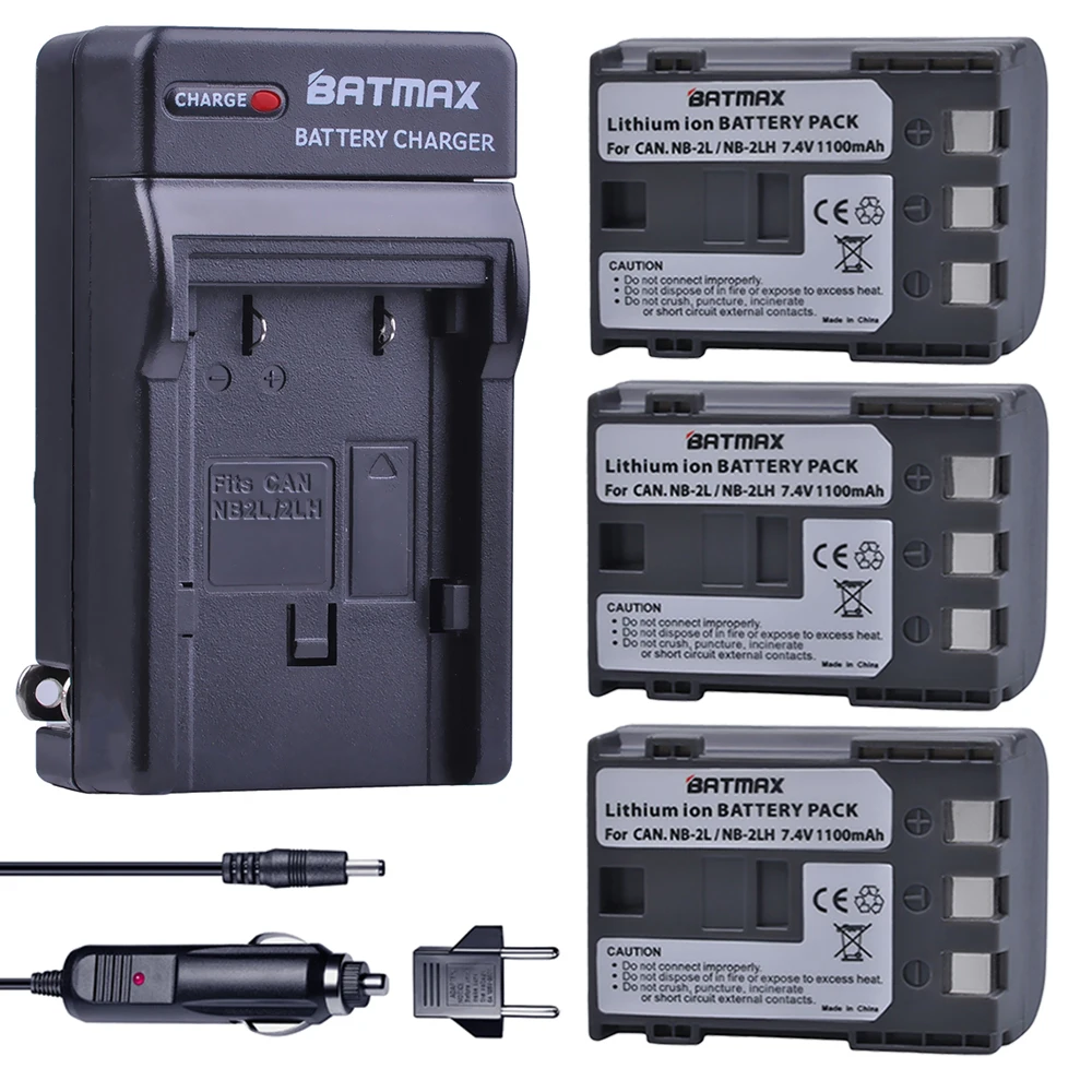 Аккумулятор Batmax 3 шт./лот NB-2LH NB 2L NB-2L NB2L + Цифровое зарядное устройство для Canon Rebel XT