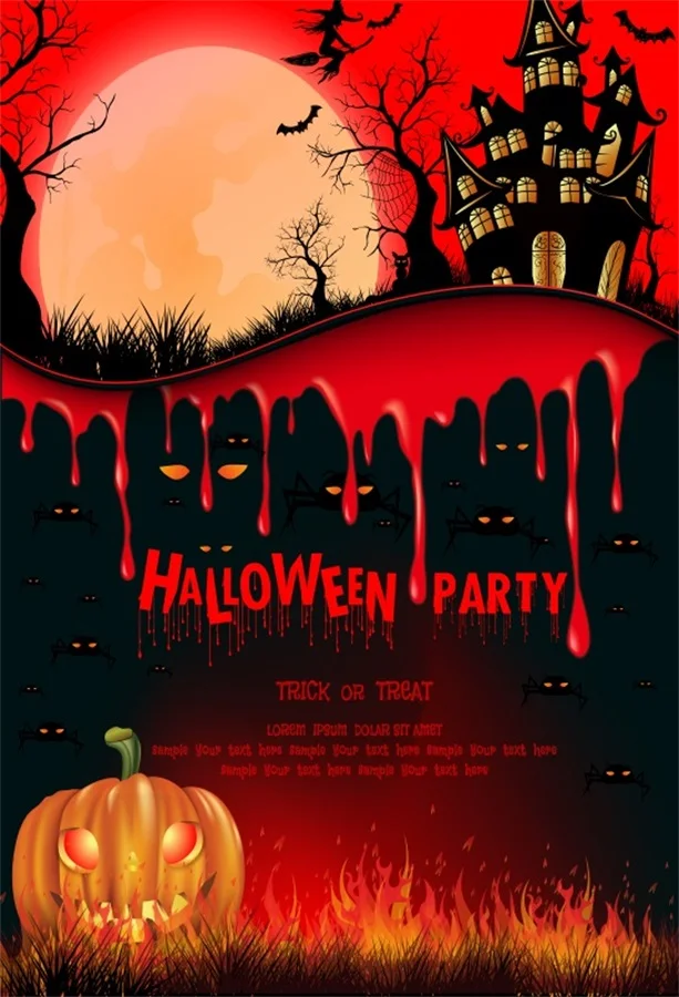 

Laeacco Halloween Castle Witch Pumpkin Lamp Baby Party Photography Background Customized Photography Backdrops For Photo Studio